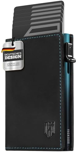 DODENSHA MagSnap Geldbörse Herren I Slim Wallet mit Münzfach I Wallets for Men für 10+ Karten I Magnetischer Verschluss portmonee Herren Slim I RFID Schutz I Schwarz HimmelBlau