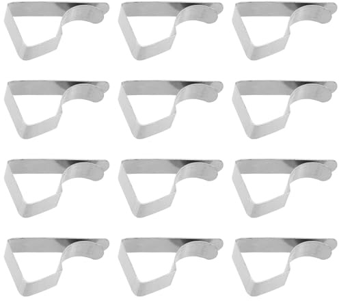 Beavorty Lot de 12 Pince Nappe en Acier Inoxydable, Support de Nappe Argenté, Lisse Accroc, Facile à Poser et Retirer, pour Intérieur et Extérieur