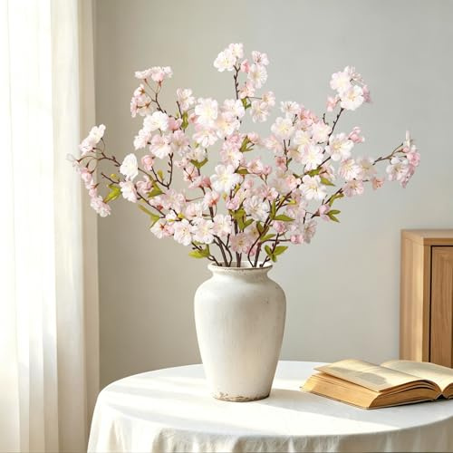 SOMYTING 3 Stück Kunstblumen Kirschblütenzweige 90cm Seidenblumen(Hellrosa) | Künstliche Blumen Frühlingsblumen Künstliche Zweige Frühlingsdeko Seidenblumen für Zuhause Tisch Hochzeits Büro Dekoration