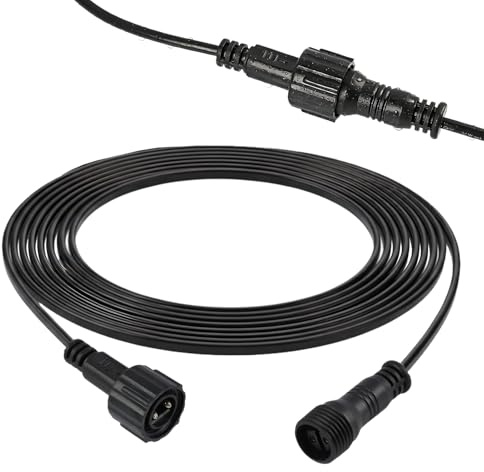 Extension Cable 5M/16.4Ft for Outdoor Lights IP65 Waterproof Extension Lead Cord 2 Pin LED Connector for G40 Globe String Lamp, Festoon Lighting, Fairy String, Christmas Outdoor Illumination