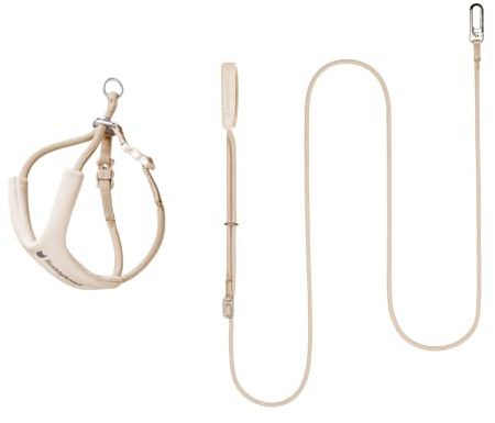 BuddyArmor Ausbruchsicheres Katzengeschirr Set, Escape Proof Katzen Harness mit Verstellbarer Katzenleine, Y-Form Anti-Würgen Brustgeschirr für Katzen, Multifunktionale Seilleine (Naturfarbe, S)