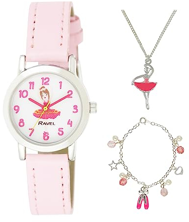 Ravel - Ballerina-Uhr Little Gems für Kinder und versilbertes Schmuckset