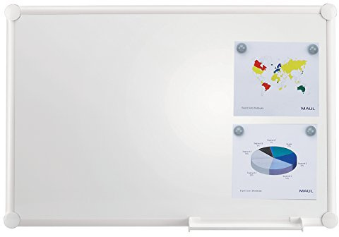 MAUL Whiteboard 90x120 weiß MAULpro beschreibbar abwischbar Alurahmen | sauber trocken abwischbar, Notizen mit Magneten griffbereit, stabile Oberfläche, flexible Stiftablage, einfache Wandmontage