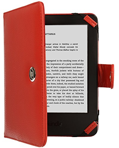 TECHGEAR Hülle für Amazon Kindle eReader, Kindle Paperwhite Folio Hülle aus PU Leder mit Magnetverschluss passt Kindle eReader (6,0 Zoll) [4 bis 10 alle Generationen] Case mit Bildschirmschutz -Rot