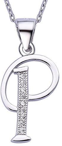 VIKI LYNN Initial Anhänger P 925 Sterling Silber Buchstabe Halskette mit Zirkonia Personalisierte Geschenke für Frauen Damen Mädchen