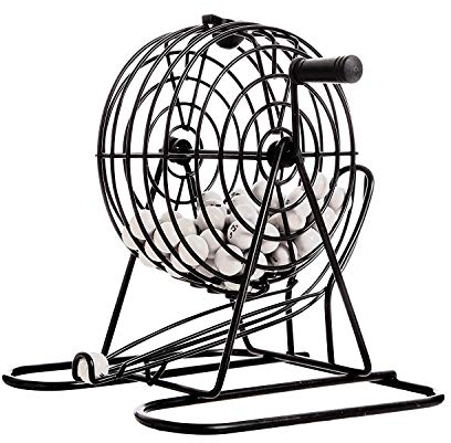 Global Gizmos 50690 Traditional Bingo Set | Includes Round Cage, 75 Balls, 18 Cards, 150 Coloured Markers | Family Game | Lotto