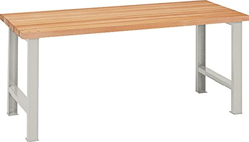 LISTA Werkbank, 2 Füße, Multiplexplatte 40 mm stark, BxTxH 1500x750x840 mm, RAL 7035 lichtgrau