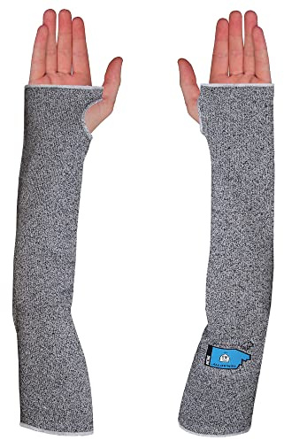 Superior Glove Cut Resistant Work Sleeves with Thumbholes for Men and Women - 18 Length - KTAG1T18T (Large)