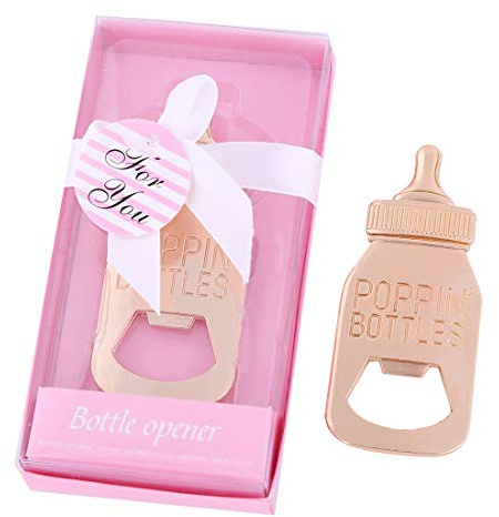 Yuokwer 12pcs Bottle Opener Baby Shower Favor for Guest, Gold Feeding Bottle Opener Wedding Favors Baby Shower Giveaways Gift to Guest, Party Favors Gift & Party Decorations Supplies (Pink, 12)