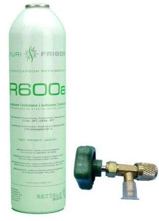REPORSHOP - 1 Botella Gas Refrigerante R600a + Valvula 420Gr Isobutano Freeze