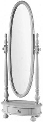Casa Padrino Luxus Barock Standspiegel Hellgrau/Silber 62 x 37 x H. 169 cm - Ovaler Schlafzimmer Spiegel mit Schublade - Luxus Qualität - Made in Italy