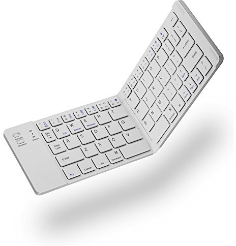 Bindpo Clavier Bluetooth, Clavier Bluetooth sans Fil Pliable Portable pour Tablette, Téléphone Portable, PC, Compatible pour pour Android pour iOS - Argent