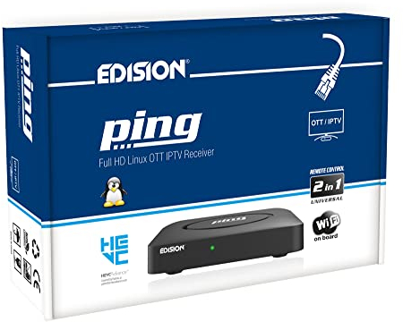 EDISION PING - OTT LINUX RECEIVER H265/HEVC schwarz, Stalker, Xtream, WebTV, Media Player, Wi-Fi on Board, USB, HDMI, LAN, Fernbedienung 2in1