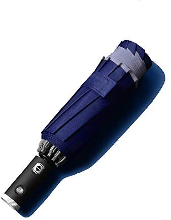 Paraguas invertido, resistente al viento, compacto, plegable, con rayas reflectantes y luz LED, 10 varillas, apertura y cierre automático, mango ergonómico, paraguas portátil para mujeres y hombres,