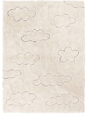 Lorena Canals - Waschbarer Teppich für das Kinderzimmer. Kollektion Rugcyled Wolken in Naturfarbe - handgefertigt mit natürlicher Baumwolle und ökologischen Farbstoffen - Größe: 140x200 cm.