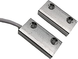 Glac Store® Contatto Magnetico in Alluminio a Vista per Serramenti Universale 31mm per ogni tipo di Centrale Allarme Antifurto Cablato per Infissi Porta Filo Lungo 100 cm
