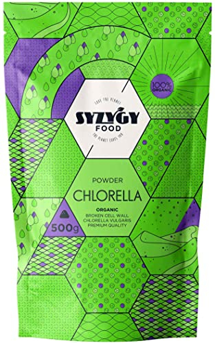 SYZYGY FOOD - Chlorella en Polvo Ecológica Certificada - 500g - Máxima Pureza 100% BIO Chlorella Pared Celular Rota - Proteína Vegana - Detox, Vegano, Saciante - B12, Vitaminas, Minerales