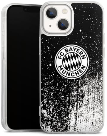 Slim Case kompatibel mit Apple iPhone 13 Mini Silikon Handyhülle transparent Hülle extra dünn FC Bayern München Offizielles Lizenzprodukt FCB
