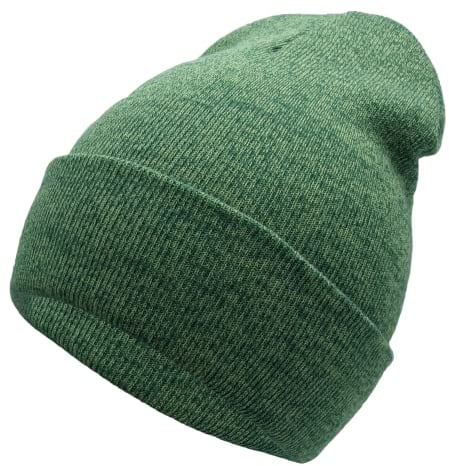 SoCute Unisex Knit Beanie Hat Soft Warm Unisex Cuffed Beanie Acrylic Winter Hats for Men Women, Neon Green, One size