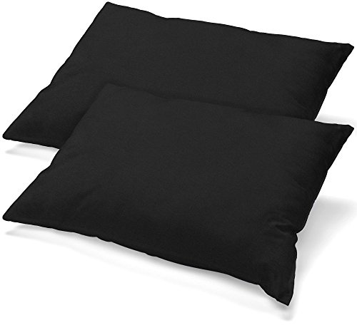 aqua-textil Classic Line Baumwoll Kissenbezug 2er-Set 48x74 schwarz e Kissen Bezug Reißverschluss Jersey Kissenhülle
