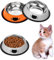 Ctop 2 Piece Cat Food Bowls,Cat Bowls, Cat Protection Set,Dog Bowls.Non-Slip Stainless Steel Cat Bowl, Water Bowl, Cat Bowl, Cat Bowls and Drinking for Pets, Gray Red