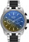 Diesel Herrenuhr Split, Chronographenwerk, 51mm Silbernes Edelstahlgehäuse mit EdelstahlLederarmband, DZ4587