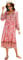 R.Vivimos Women's Casual Bohemian Print Neck Tie Long Sleeve Beach Style Long Midi Dress Vacation Dress(XXLarge,LightPink#2)