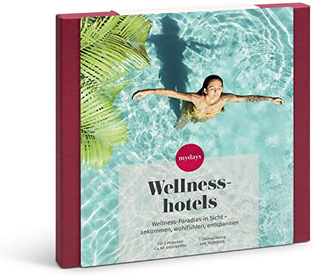 mydays Geschenkbox Wellnesshotels, traumhafte Wellness-Oasen an 60 Standorten, Reise-Gutschein für 2 Personen