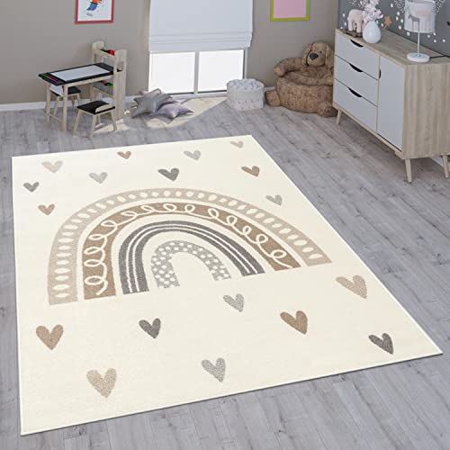 Paco Home Kinderteppich Teppich Kinderzimmer Mädchen Jungs Verschiedene Motive Und Größen, Grösse:133 cm Quadrat, Farbe:Beige