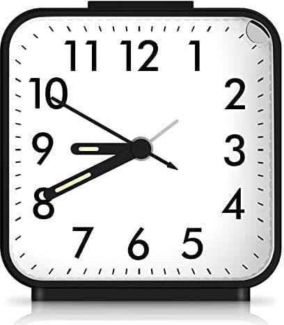 Ankilo NEW Alarm Clocks Bedside, Silent Non Ticking Small Clock, Travel Alarm Clock with Snooze & Light, Battery Operated for Bedroom, Office, Desk