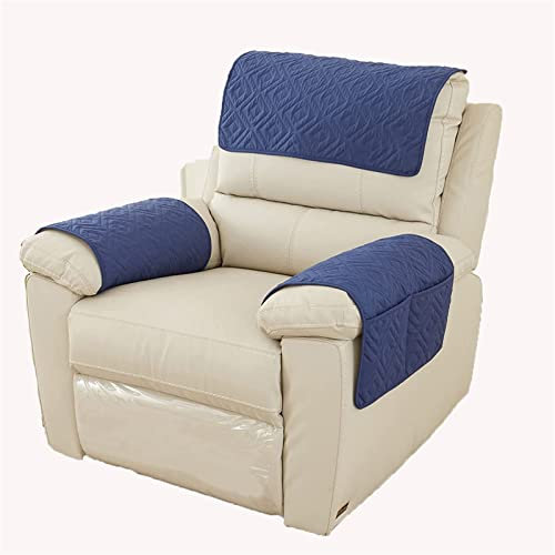 GIINO Sofa-Armlehnenbezug, Kopfstützenbezug Für Liegestuhl-Armlehnenbezug, Sessel-Schonbezug, Rutschfester, Gesteppter Möbelschutz Für Haustiere, Ledersofa, Couch (1-Sitzer- | 3 STK,Navy blau)