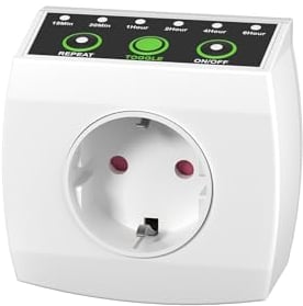 HBN Countdown Timer Steckdose, Zeitschaltuhr mit Countdown in 6 Stufen(15min bis 6h), Energiespar-Steckdose mit Repeat-Funktion & Kindersicherung, 16A/3.680W