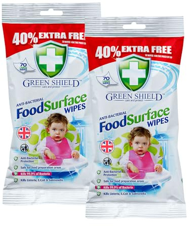 Zopper Food Surface Wipes 2 x 70 Large Wipes Anti-Bacterial for Kitchen & Food Prep Areas | Kills 99.9% of Bacteria* | Made in the UK | Resealable Packs