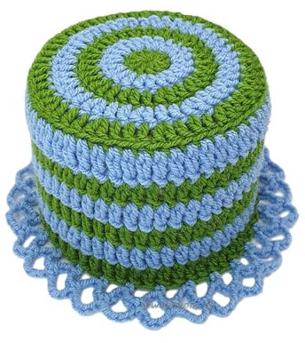 Klopapiermütze gehäkelte Klorolle Klohut Klorollenhut Klopapierhut Häkelhut Auto Oldtimer Bad Deko Retro (Hellblau, Grün)