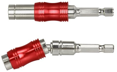 2 Pack Pivoting Bit Holder Magnetic Pivot Drill Bit Holder Quick Release Flexible Screwdriver Bit Holder for Tight Spaces or Corners - Red