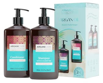 ARGANICARE Shampoo + Nach-Shampoo mit Argan, reinigt sanft Ihr Haar | vitalisiert und stärkt | intensive Feuchtigkeit | repariert und stärkt Ihr Haar, hergestellt in Frankreich, 2 x 400 ml