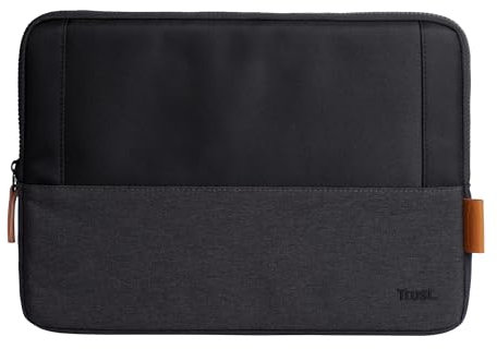 Trust Lisboa Custodia PC 13.3, Borsa Porta PC Realizzato in Plastica Riciclata per Computer Portatile Donna Uomo Viaggio Università Lavoro Ufficio MacBook HP Dell Asus Lenovo - Nero