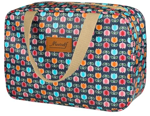 wordmouk Kosmetiktaschen Handtücher Blumen Waschbeutel Damen Gross Tragbare wasserdichte Kosmetikbeutel Fitness Waschbeutel Reise Wash Bag Beauty Case Mädchen(Tulpe)