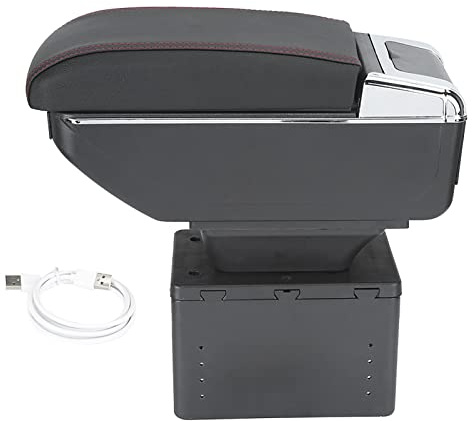 Accoudoir central de voiture, console centrale universelle avec boîte de rangement double couche, réglable avec ports USB pour la plupart des véhicules et camions