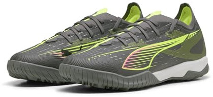 PUMA Erwachsene Ultra 5 Match TT Fußballschuhe 46, Matte Aged Silver Yellow Alert Blue Gray