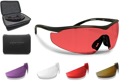 BERTONI Schießbrille Sehstärke mit Optikadapter mit Wechselgläser x4 SH898 SOS Ballistische Schutzbrille Sportbrille Optisch Für Herren und Damen