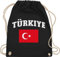 Turnbeutel Rucksack - Fußball EM WM - Taschen - Türkiye Schriftzug mit Flagge | Türkei | Turkey | Türkisch - Unisize - Schwarz - fußball-em fanartikel europameisterschaft 2024 tuerkei tasche