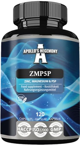 ZMP5P 375 mg pro Portion - Magnesium, Zink, Vitamin B6 in chelatierter Form - 120 vegane Kapseln - 40 Tage Vorrat - für verbesserte Gesundheit und Wohlbefinden - von Apollo's Hegemony
