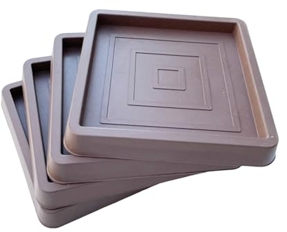 4 x Square Furniture Cups for Furniture, Square Furniture Cups for Furniture Legs, Square Rubber Caster, Square Rubber Furniture Casters for Hardwood Floors Carpet Bed Cabinet Sofa Chair (Brown)