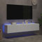 Canditree Floating TV Cabinet with LED Lights, Floating TV Stand with Storage, Floating TV Shelf Wall Mounted Entertainment Center, 160 cm (White)