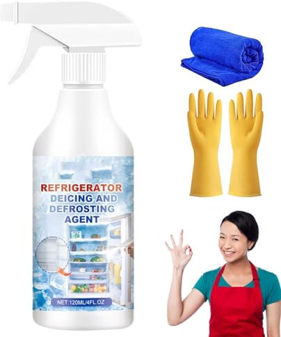 Defrosting Spray for Fridge Freezer, Fridge Freezer Defrosting Spray, Fridge Freezer De-Icer Spray Defrost Ice Deicer 120ml, Fast Defrost Removal & Streak Free Shine (1)
