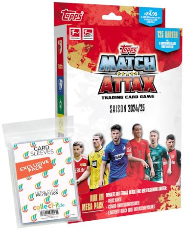 Bundle mit Topps Match Attax Bundesliga - 2024/2025-1 Mega Pack + Exklusive Collect-it Hüllen