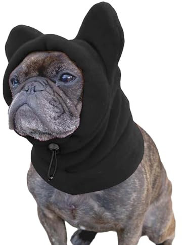 Hundemütze für hunde, Ohrenschützer hund, Verdickte, Gemütliche Polarfleece-Hundehaube - Waschbarer Kapuzenpullover mit Ohren, Ohrenschutz hund, Hunde ohrenschutz, Mütze mit ohren, für Tiere(Schwarz M