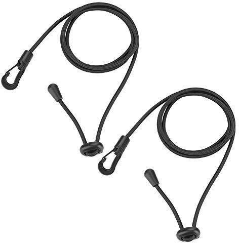 Brrnoo Kayak Paddle Leash, Kayak Bungee Cord with Cord Hook 2PCS 120cm Black Rubber String Elastic Boating Kayak Paddle Safety Rod Leash for Paddling
