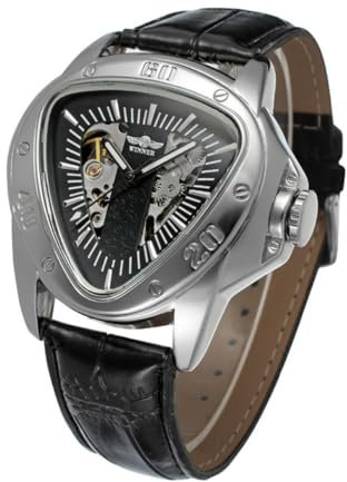 ANDRESLAD Reloj Mecánico Automático para Hombre Pulsera De Inoxidable Diseño Elegante Negro y Plata para y Ocasiones Especiales